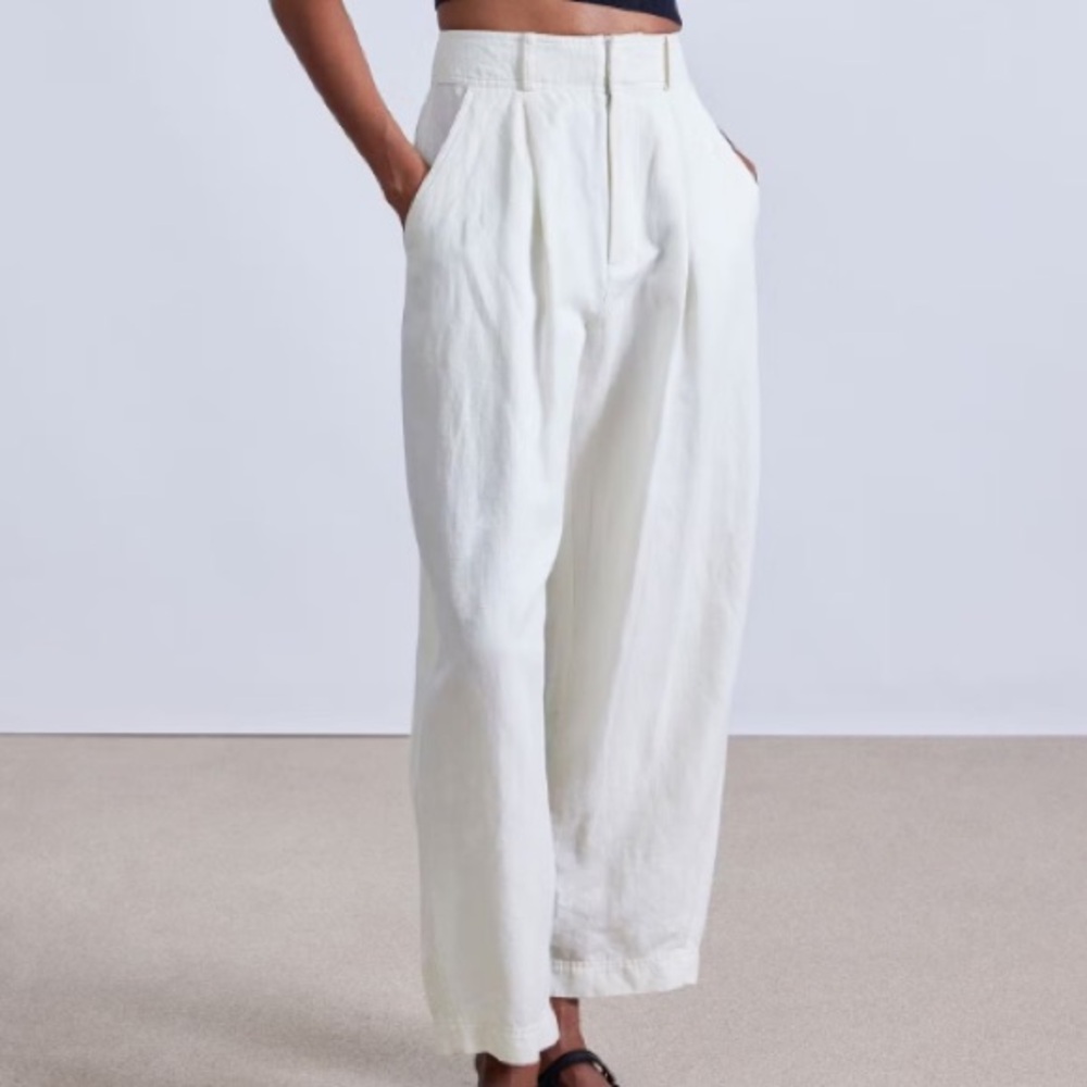 Apiece Apart Wide Leg Trousers in Off-White